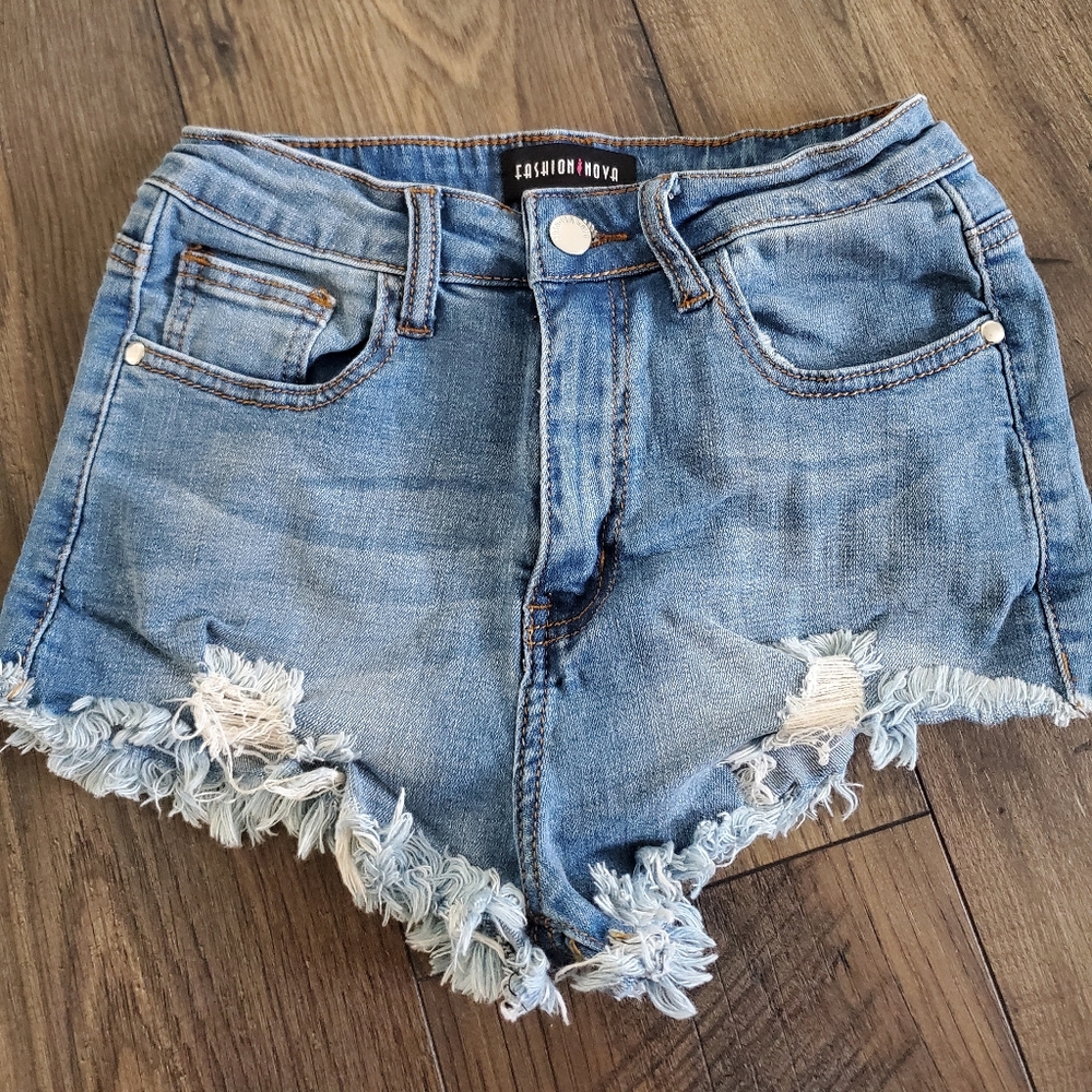 High waisted jean shorts